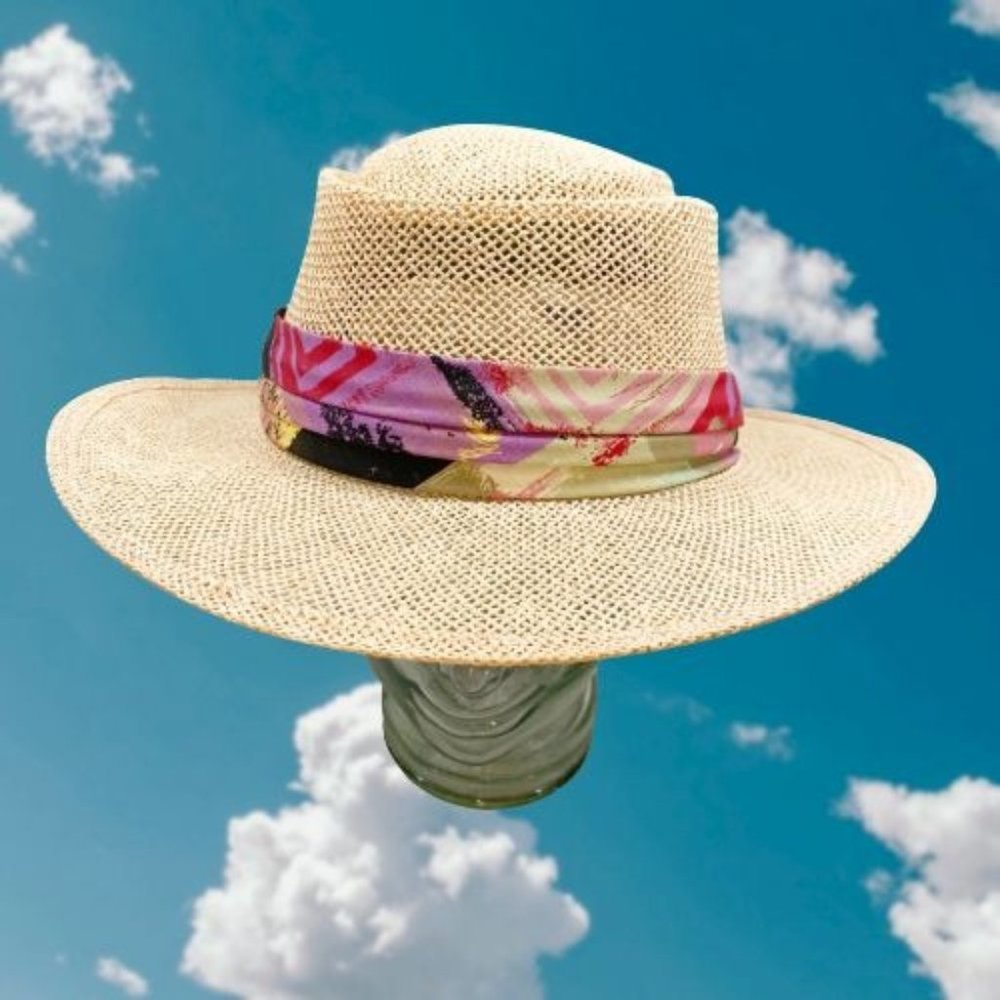 Town Talk Pink Bolero Straw Tropical Festival Sun Hat